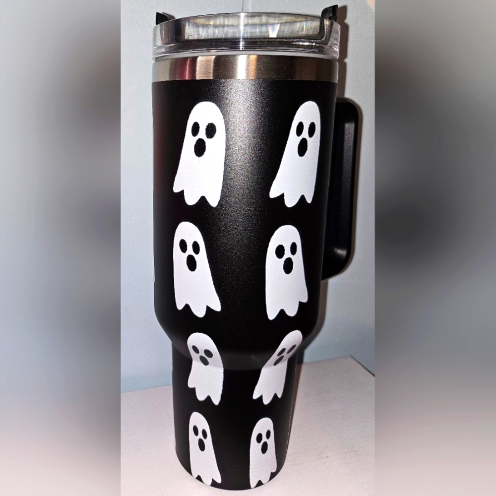 Black Ghost Pattern Tumbler